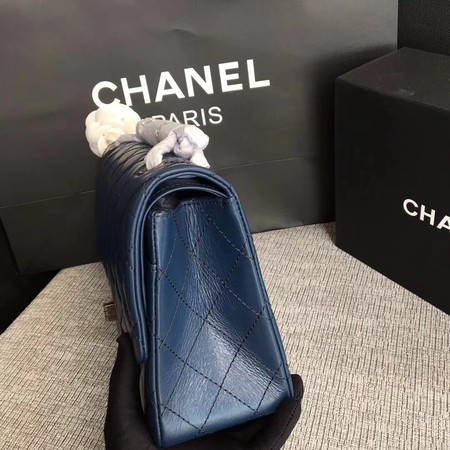 Chanel Flap Shoulder Bag Blue Original Calfskin Leather 277 Silver