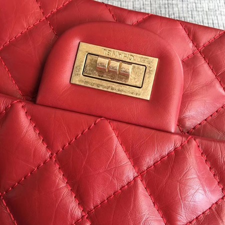 Chanel Flap Shoulder Bag Red Original Calfskin Leather 277 Gold