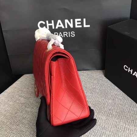 Chanel Flap Shoulder Bag Red Original Calfskin Leather 277 Gold