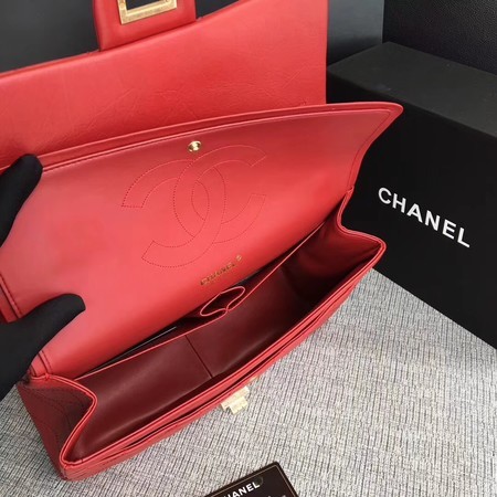 Chanel Flap Shoulder Bag Red Original Calfskin Leather 277 Gold