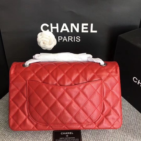 Chanel Flap Shoulder Bag Red Original Calfskin Leather 277 Silver