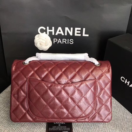 Chanel Flap Shoulder Bag Wine Original Calfskin Leather 277 Silver