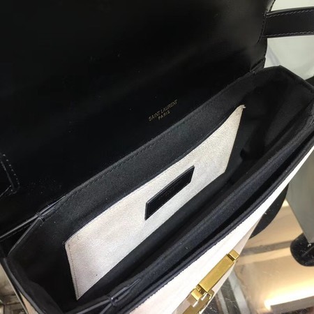 Yves Saint Laurent Original Calfskin Leather Shoulder Bag 482044 Black&White