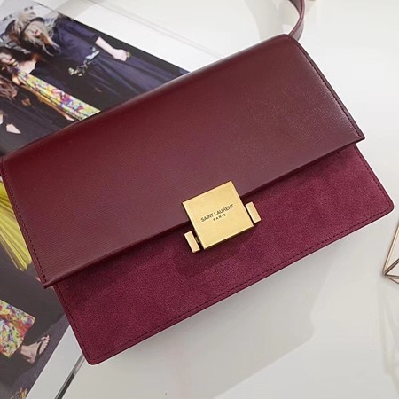 Yves Saint Laurent Original Calfskin Leather Shoulder Bag 482044 Wine