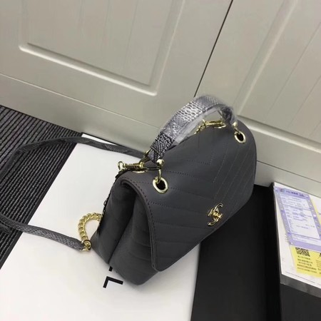 Chanel Calfskin Leather Shoulder Bag 1245 Grey