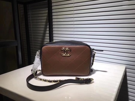 Chanel Calfskin Leather Shoulder Bag 56987 Apricot&Brown