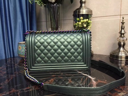 Chanel Le Boy Flap Shoulder Bag Sheepskin Leather D67086 Green