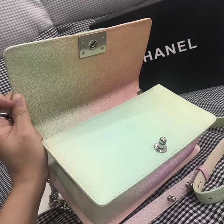 Boy Chanel Original Cannage Patterns Rainbow Bag 67086 Peach