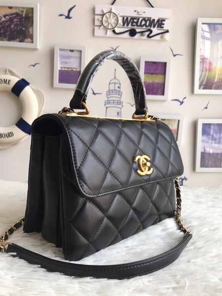 Chanel Original Sheepskin Leather Tote Bag 92236 black Gold Buckle