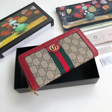 Gucci Calfskin Leather Wallet 523154 red