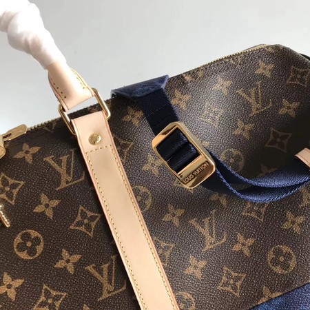 Louis Vuitton Monogram Macassar Canvas Keepall 50 Strap M43817 Blue & brown