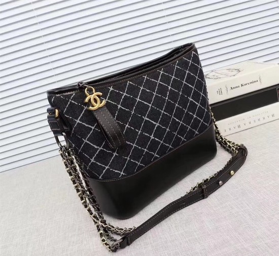 Chanel Gabrielle Denim Shoulder Bag 1010A black