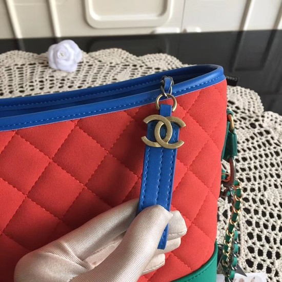 Chanel Gabrielle Nubuck leather Shoulder Bag 1010A red green