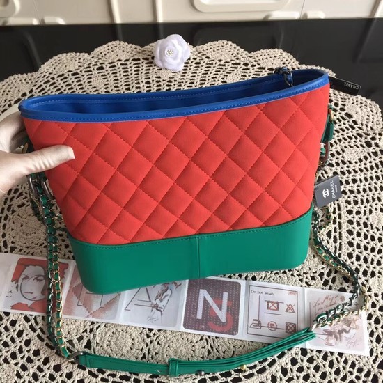 Chanel Gabrielle Nubuck leather Shoulder Bag 1010A red green