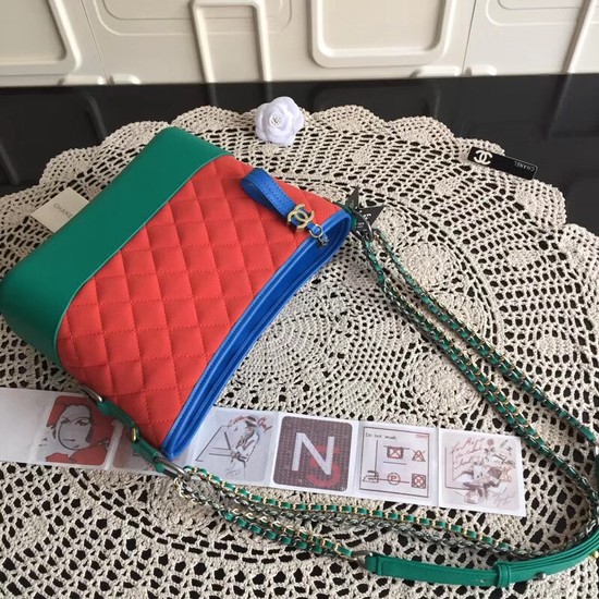 Chanel Gabrielle Nubuck leather Shoulder Bag 1010A red green