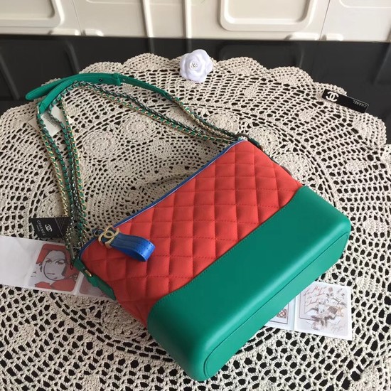 Chanel Gabrielle Nubuck leather Shoulder Bag 1010A red green