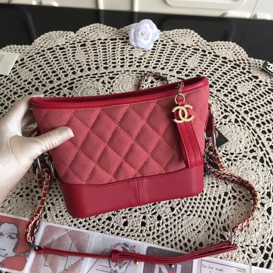 Chanel Gabrielle Nubuck leather Shoulder Bag 93481 red 