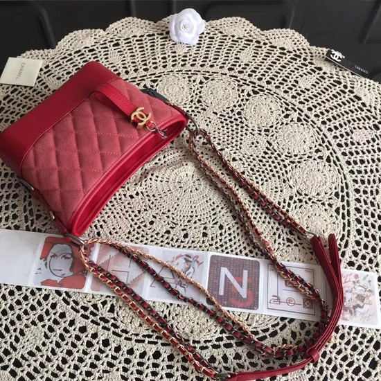 Chanel Gabrielle Nubuck leather Shoulder Bag 93481 red 