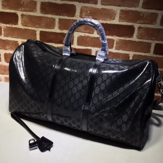 Gucci PVC Keepall Strap Travel Bag 206500 black