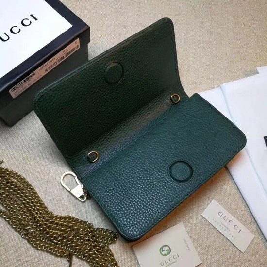 Gucci original Calf leather Mini cross-body clutch 521552 Cat green