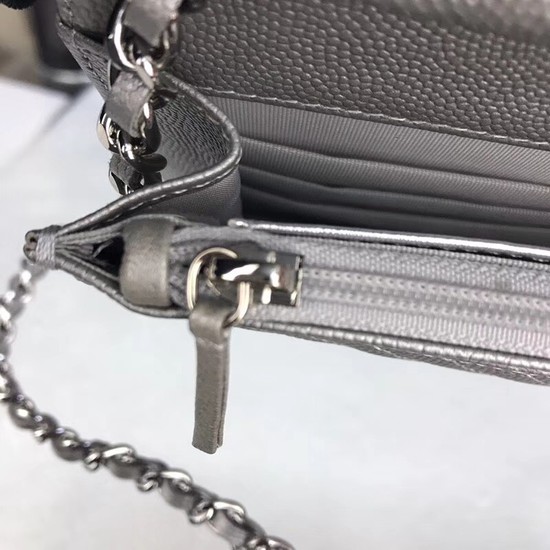 Chanel WOC Original Caviar Leather Flap cross-body bag E33814 silver