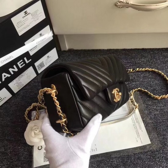 Chanel Flap Original Sheepskin Leather mini cross-body bag cf1116 black