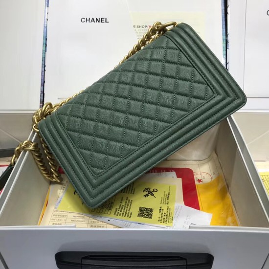 Chanel Leboy Original caviar leather Shoulder Bag A67086 green gold chain