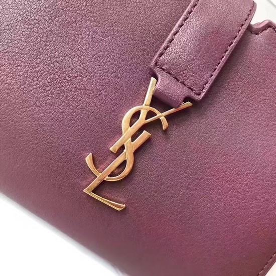 SAINT LAURENT Monogram Cabas small leather shoulder bag 3805 Wine