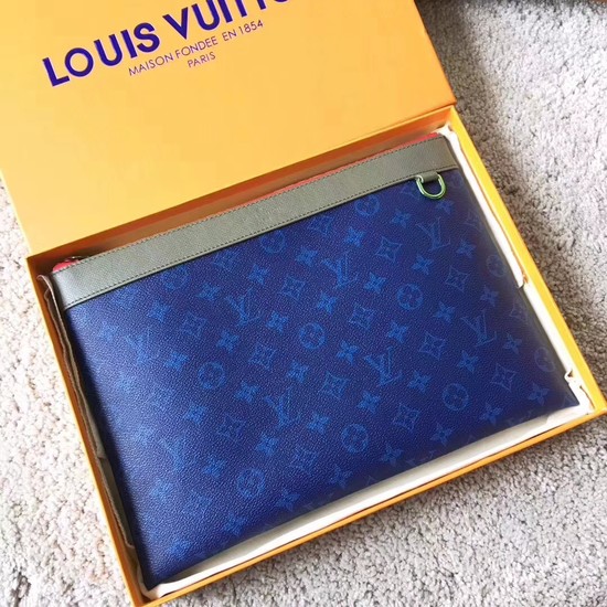 Louis Vuitton Monogram Canvas Clutch Bag POCHETTE APOLLO 61692 blue