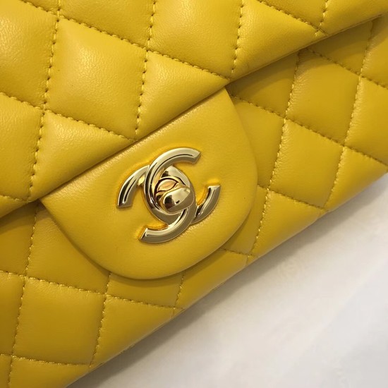 Chanel Classic original Sheepskin Leather cross-body bag A1116 yellow gold chain