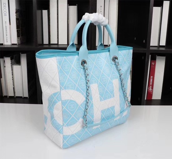 Chanel Cowhide Tote Bag 7180 sky blue