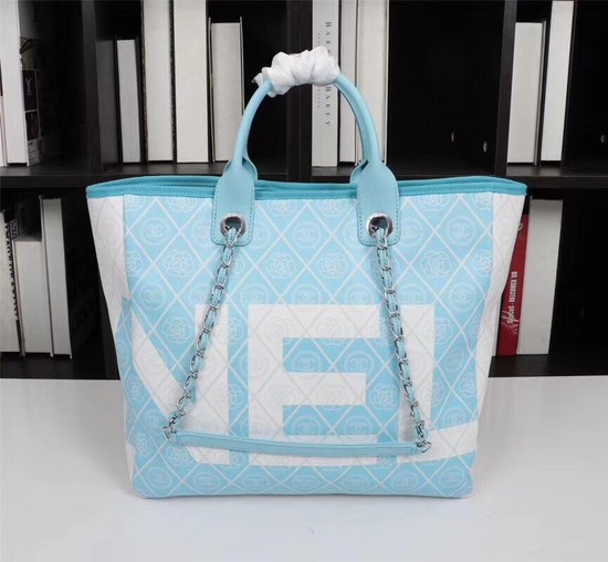 Chanel Cowhide Tote Bag 7180 sky blue