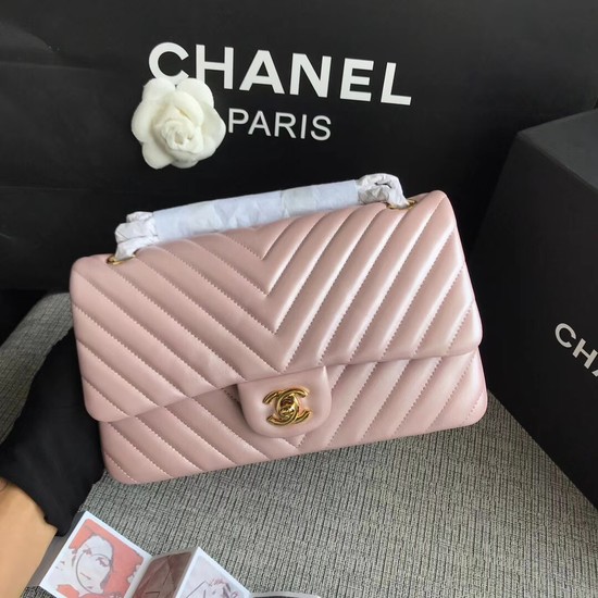 Chanel Classic original Sheepskin Leather Shoulder Bag 1112V pink gold chain