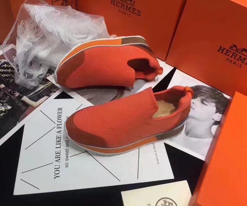 Hermes Lovers Casual Shoes HO784365 orange