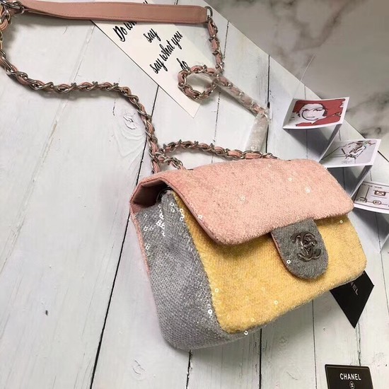 Chanel Flap Beads Shoulder Bag CF1116 pink&yellow