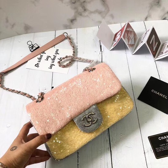 Chanel Flap Beads Shoulder Bag CF1116 pink&yellow