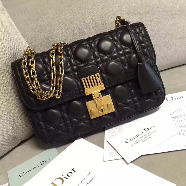 DIORADDICT FLAP BAG IN BLACK CANNAGE LAMBSKIN M5818