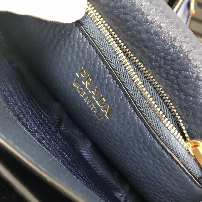 Prada calf leather shoulder bag 1BD102 dark blue