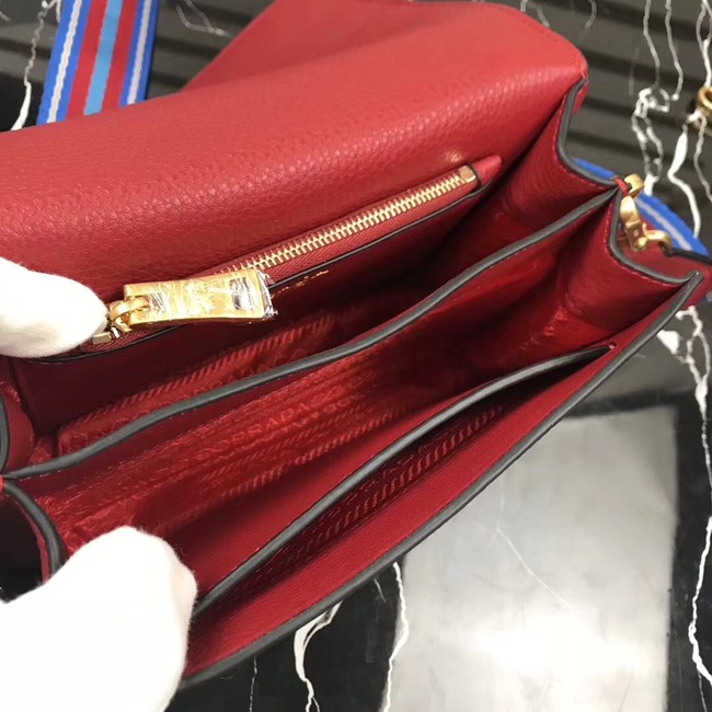 Prada calf leather shoulder bag 1BD102 red