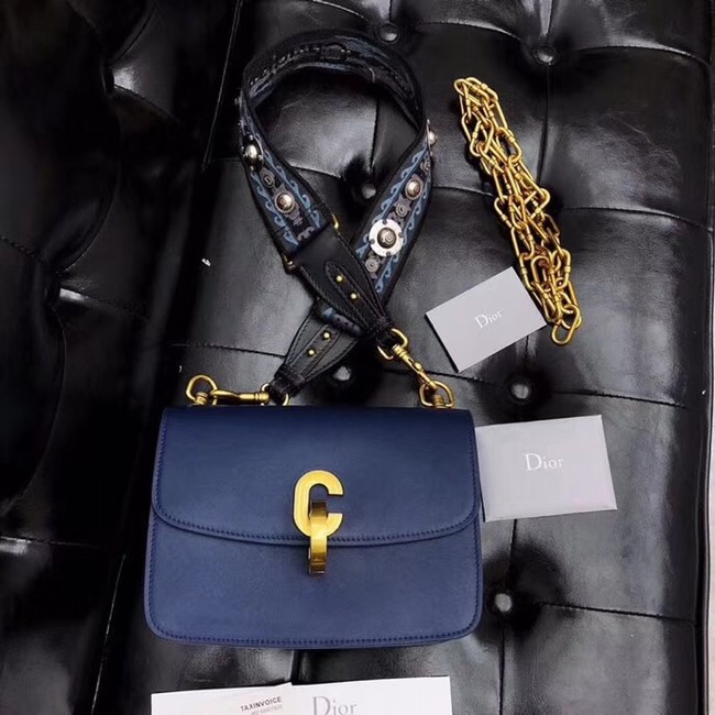 DIOR 21ST FLAP BAG IN BLUE LAMBSKIN