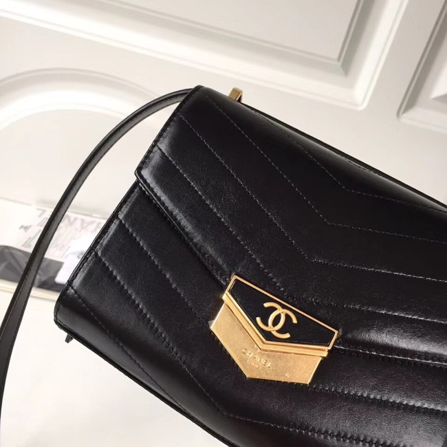 Chanel Flap Bag Calfskin & Gold-Tone Metal A57490 Black