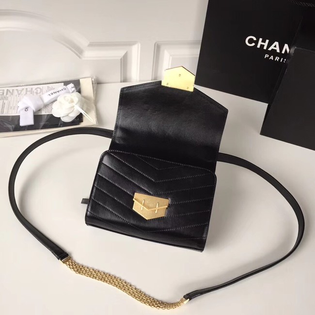 Chanel Flap Bag Calfskin & Gold-Tone Metal A57490 Black