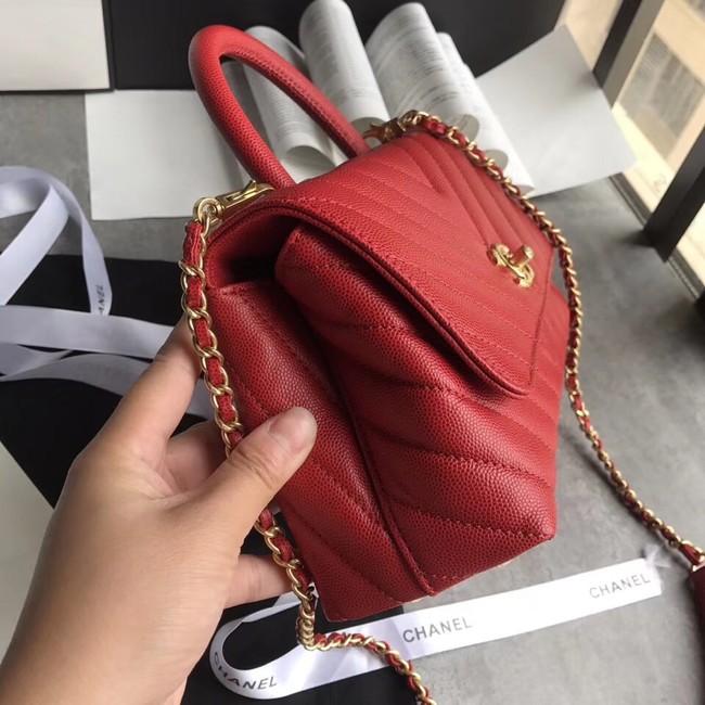 Chanel Small Flap Bag with Top Handle A92990 red