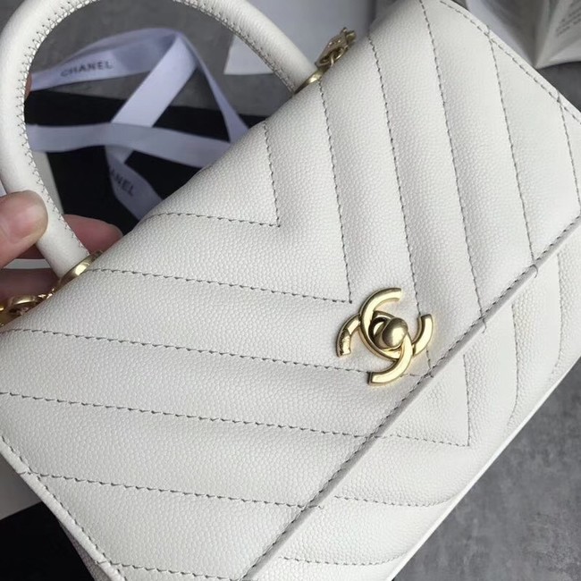 Chanel Small Flap Bag with Top Handle A92990 white