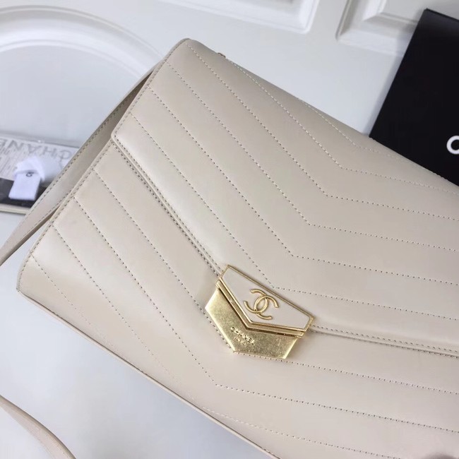 Chanel Flap Bag Original Calfskin & Gold-Tone Metal A57492 Beige