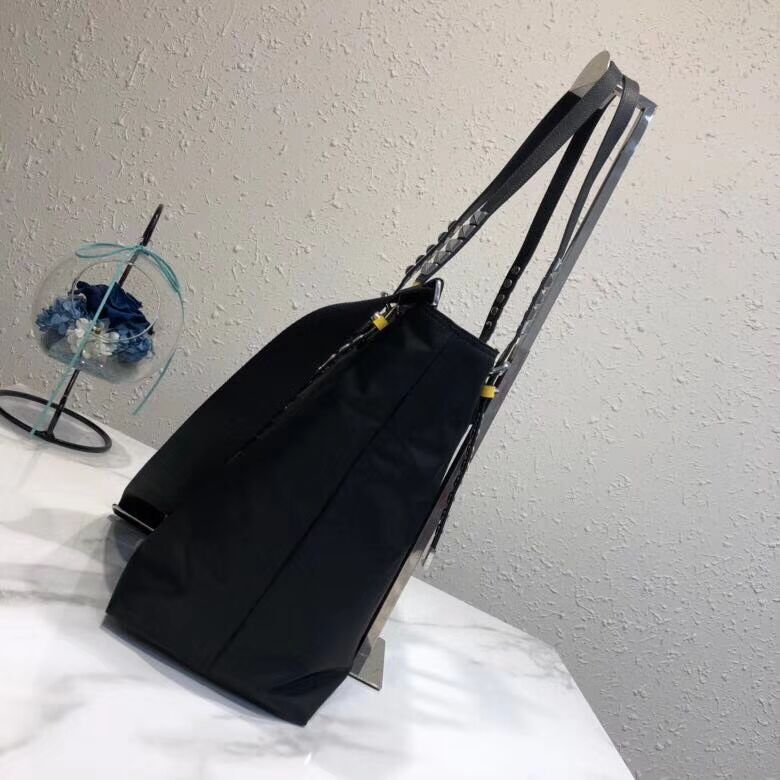 Prada Saffiano leather and nylon tote 1BG212 black&yellow