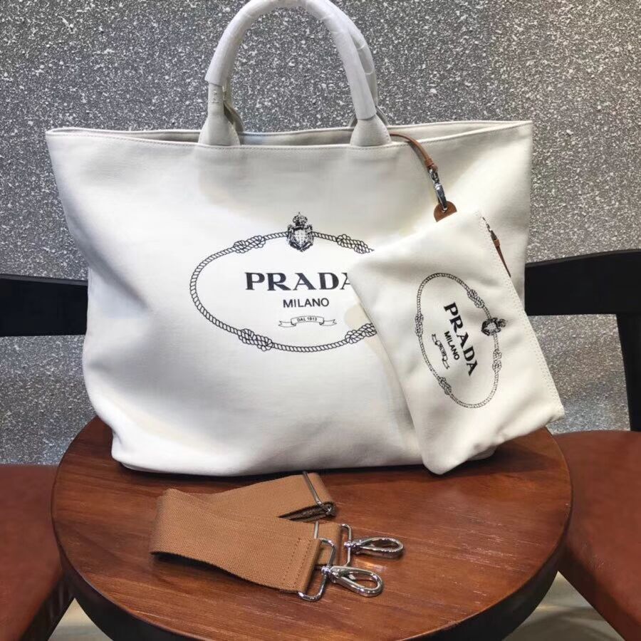 Prada fabric handbag 1BG161 white