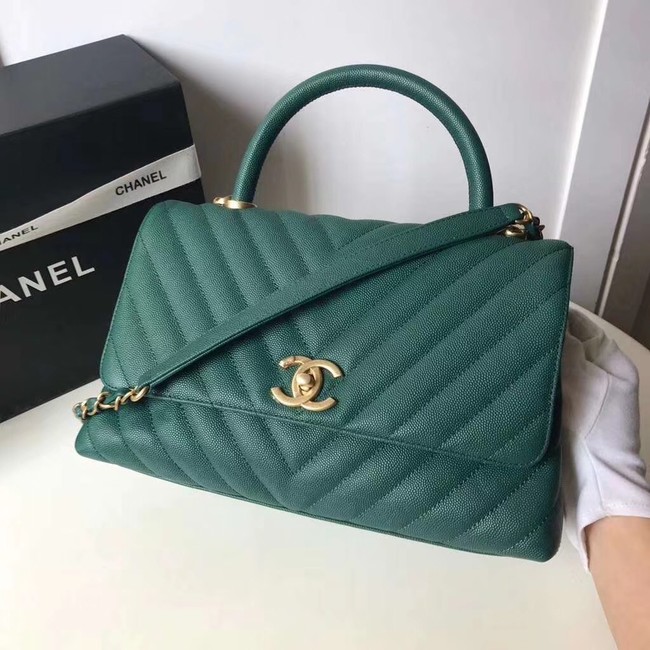 Chanel Flap Bag with Top Handle A92991 green