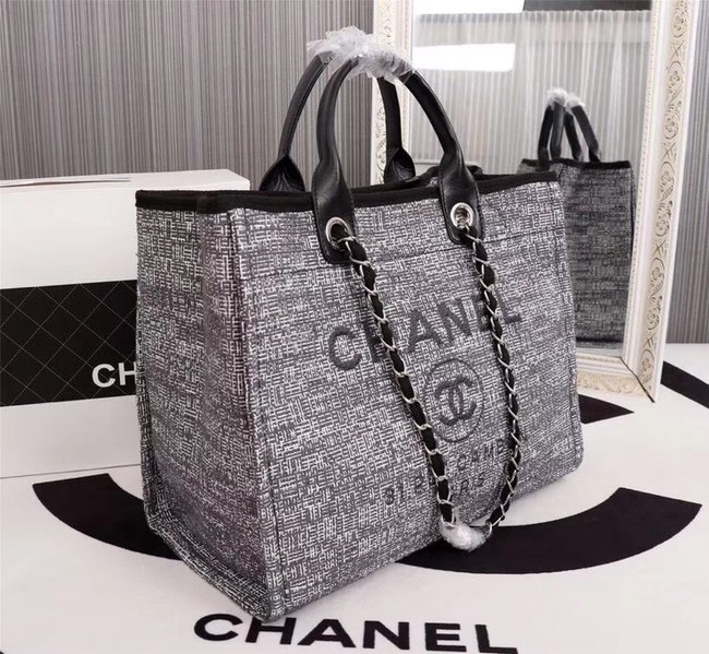 Chanel Canvas Tote Shopping Bag 8099 grey