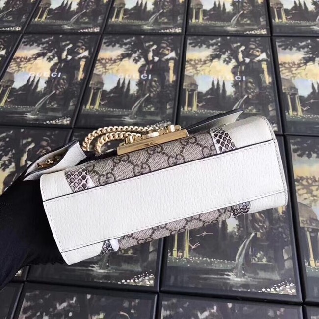 Gucci Padlock snakeskin small shoulder bag 432182 white